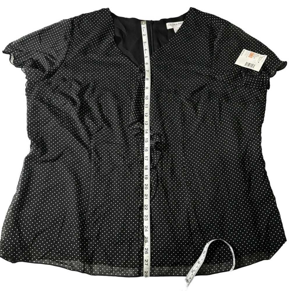 NWT Sag Harbor Blouse Polka Dot Sheer Ruffles V-neck Office Workwear Size 2X - Picture 13 of 14